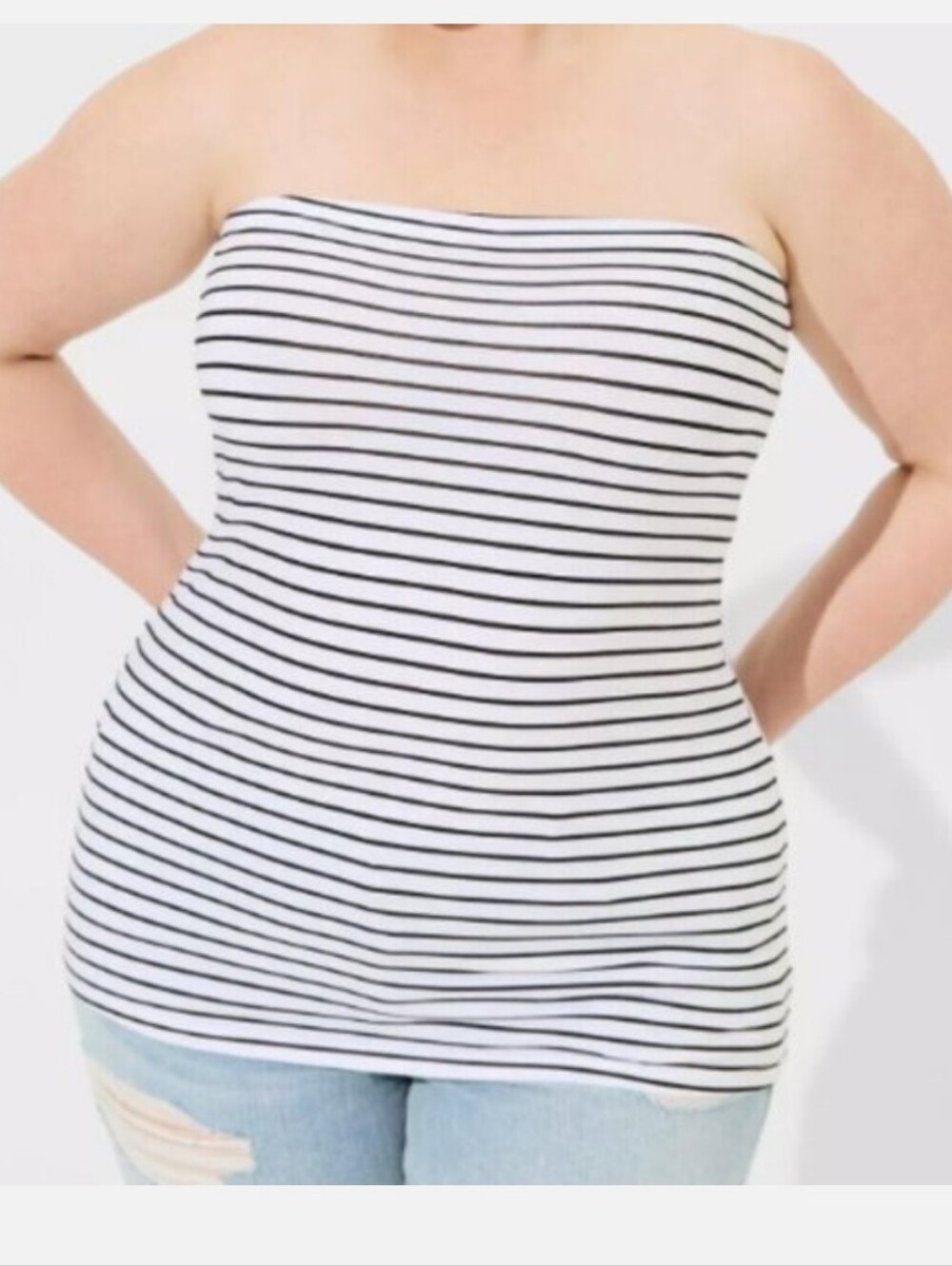 BNWT Torrid 2 Strapless Black & White Stripe Tube Top